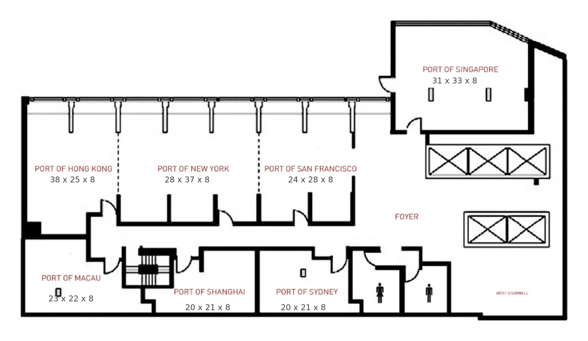 Ports of the World floor plan at Pinnacle Hotel Harbourfront
